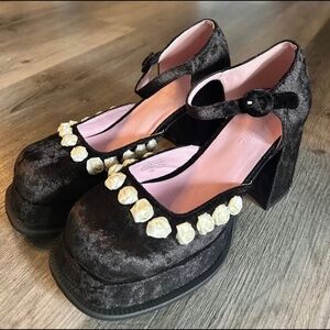 Dolls Kill Black Velvet Heels